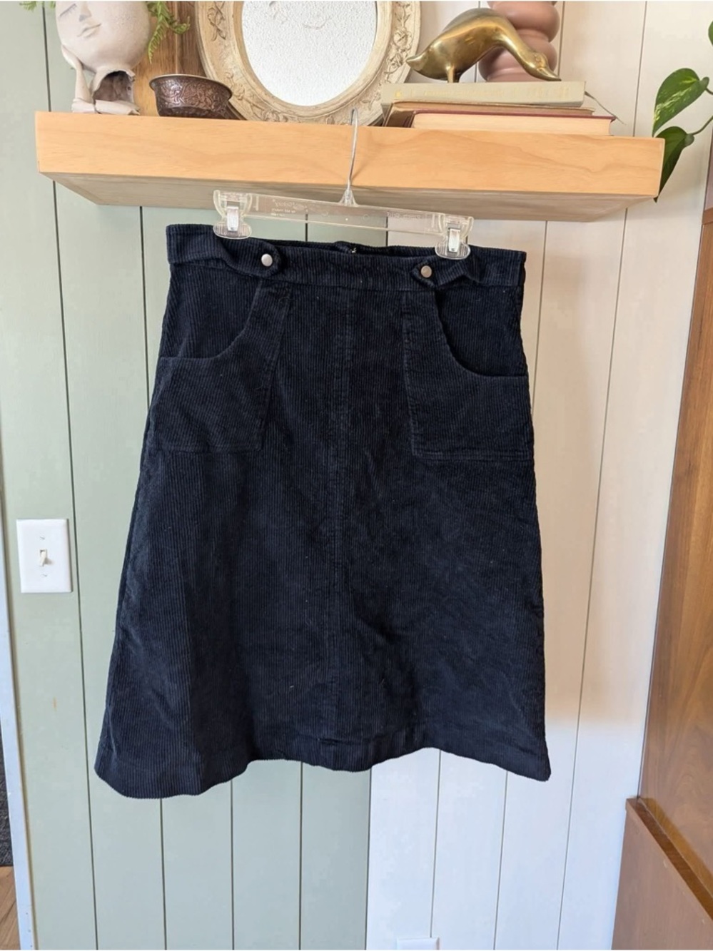 Kate Quinn Black Corduroy A-Line Skirt